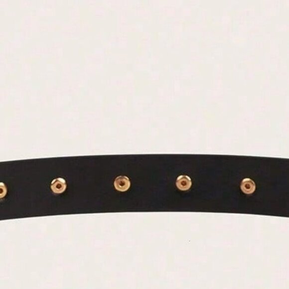 Black Contemporary Women's Gold Rivet Belt - Picture 8 of 9